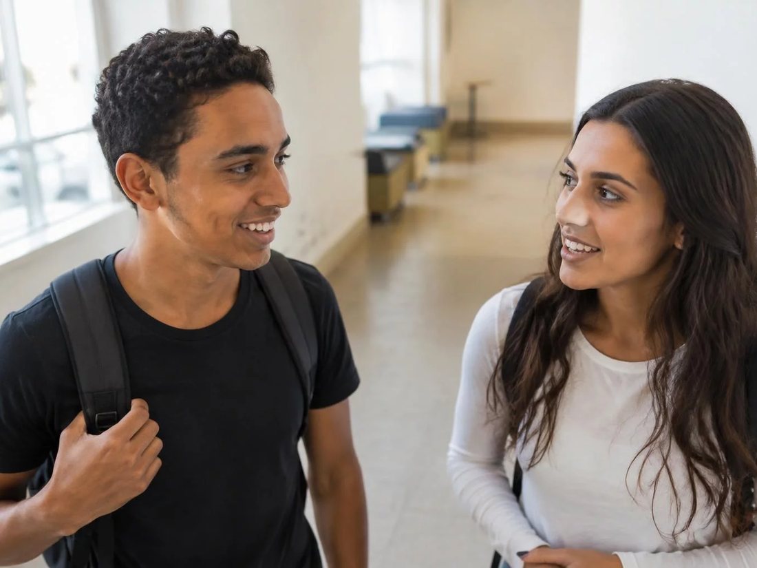 Grupo pequeno em volta de uma mesa comprida lendo teses impressas